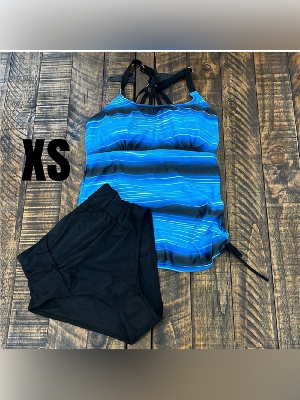 Tankini blue & black size extra small